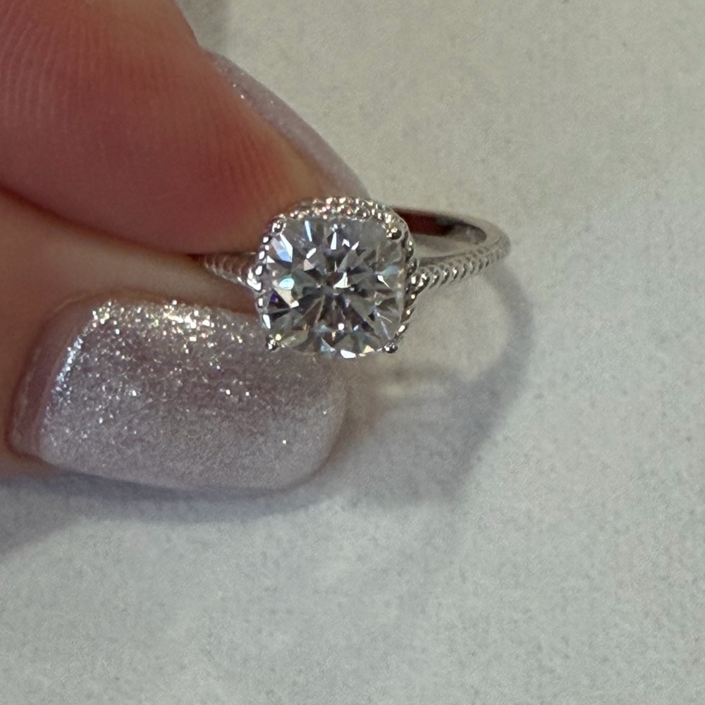 2.00 CTW Moissanite Ring | Sterling Silver | Size 5 | Cushion Cut Halo